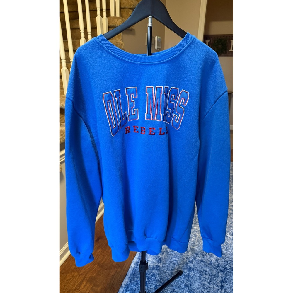 Colosseum Ole Miss Rebels Sweatshirt Mens 3XL Blue Crewneck Fleece Pullover